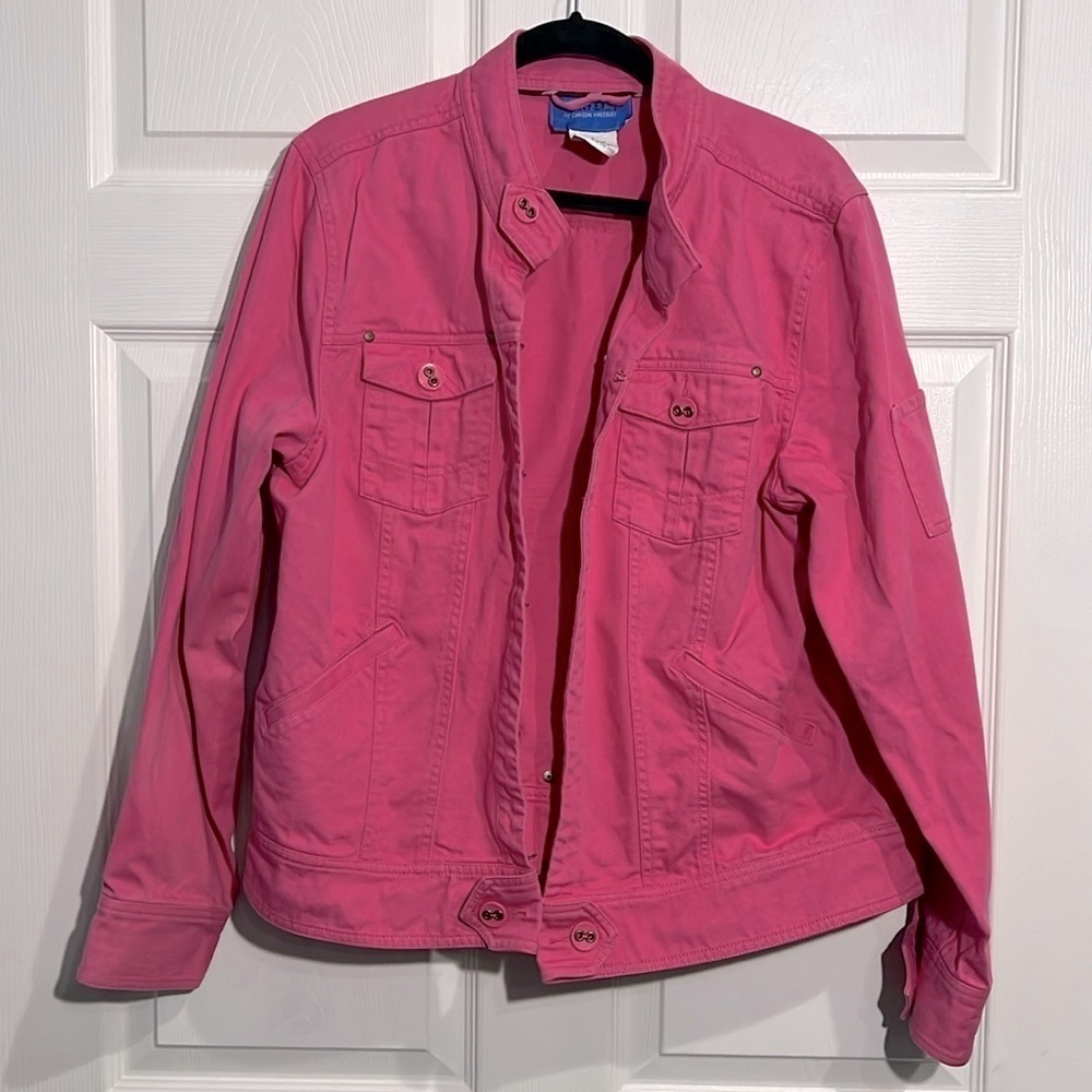 Perfect by Carson Kressley Ladies Denim Jacket - Size Large - Pink